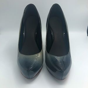 ALDO Black to Grey Ombré Patent Leather Platform Heels